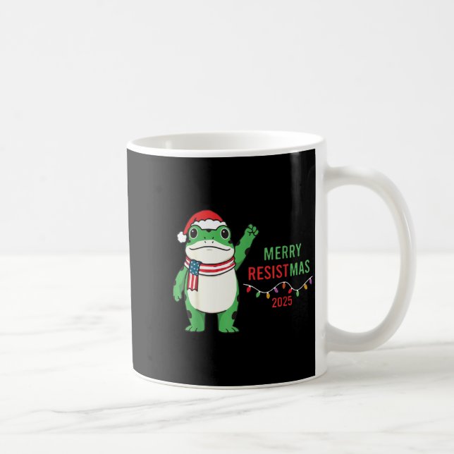 Frog Retro Merry Resistmas Funny Litical Christmas Coffee Mug (Right)