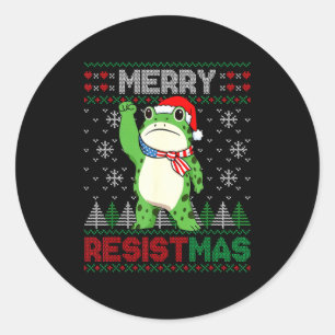 Frog Retro Merry Resistmas Funny Litical Ugly Chri Classic Round Sticker