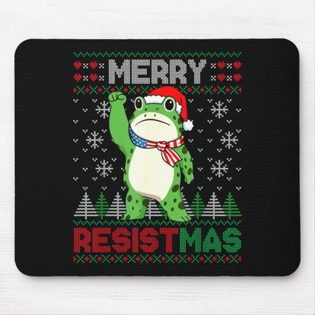 Frog Retro Merry Resistmas Funny Litical Ugly Chri Mouse Pad (Front)