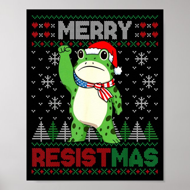 Frog Retro Merry Resistmas Funny Litical Ugly Chri Poster (Front)