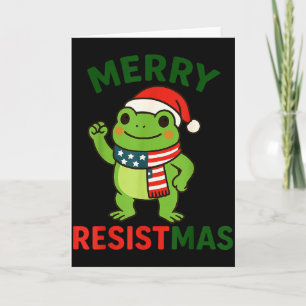 Frog Retro Merry Resistmas Funny Political Christm Card