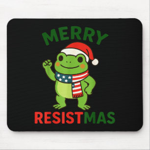 Frog Retro Merry Resistmas Funny Political Christm Mouse Pad