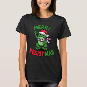 Frog Retro Merry Resistmas Funny Political Christm T-Shirt