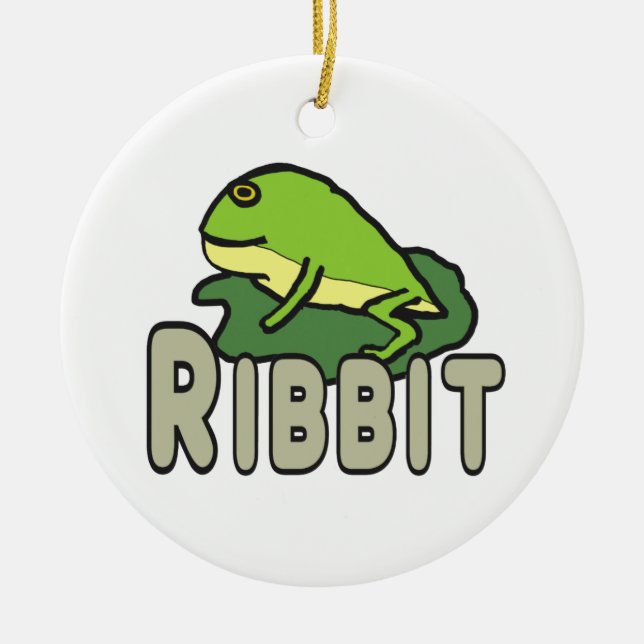 Frog Ribbit Ceramic Ornament (Front)