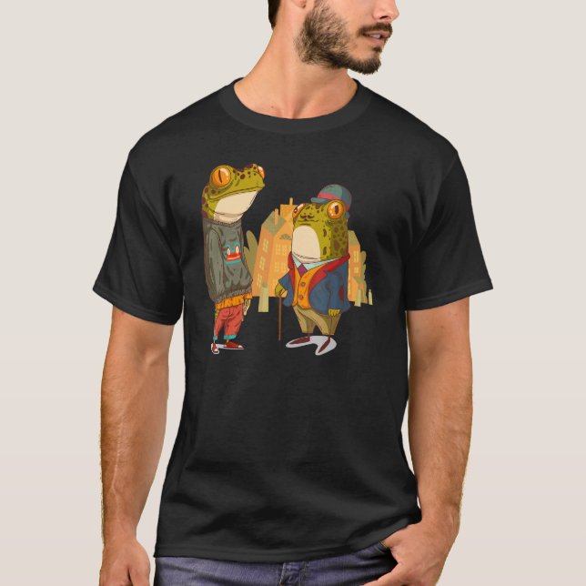 Frog Riding Bicycle   Cute Frogs Animal   Graphic T-Shirt (Front)