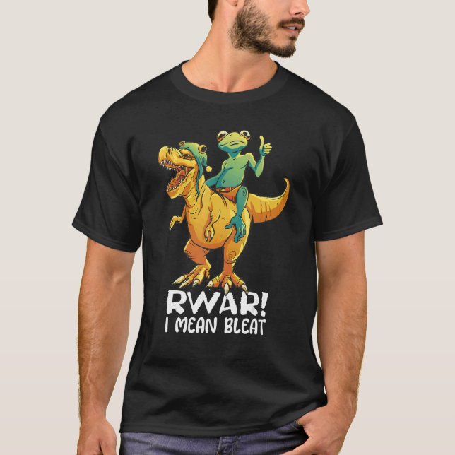 Frog Riding Rex Rawr Bleat  Birthday Boy Girl Kids T-Shirt (Front)