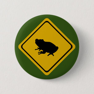 frog road sign 2 inch round button