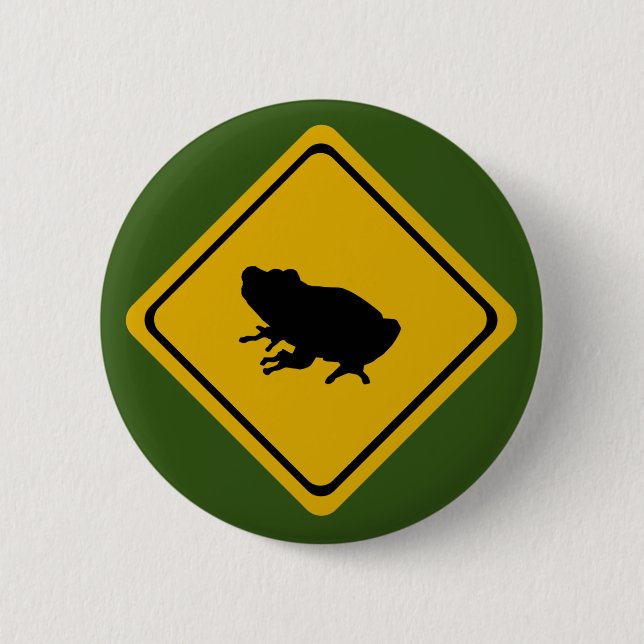 frog road sign 2 inch round button (Front)