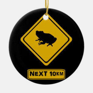 frog road sign ceramic ornament