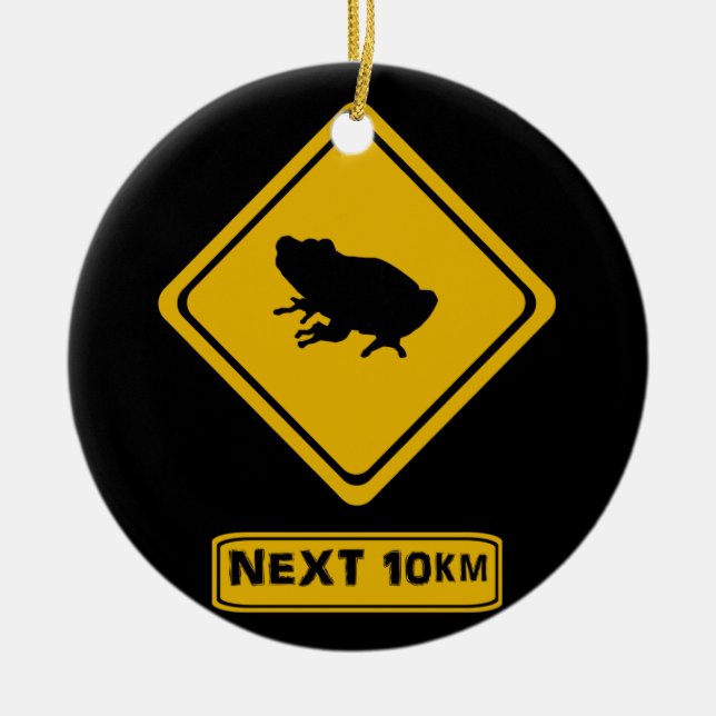 frog road sign ceramic ornament (Front)