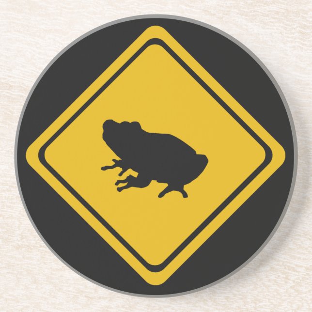 frog road sign coaster (Front)