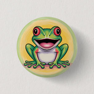 Frog’s Gentle Smile 1 Inch Round Button