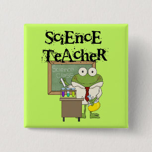 Frog Science Teacher 2 Inch Square Button