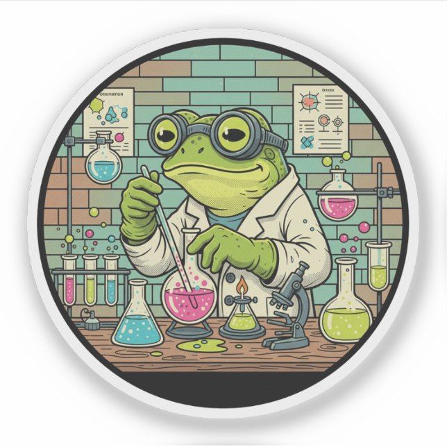 Frog Scientist Chemist - Funny Vintage Lab Work (Front)
