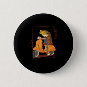 Frog  Scooter Mushroom Goblincore Academia Aesthet 2 Inch Round Button