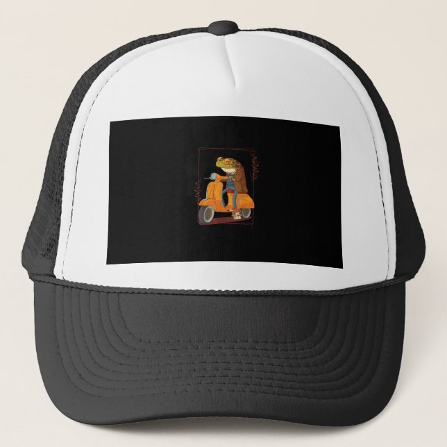 Frog  Scooter Mushroom Goblincore Academia Aesthet Trucker Hat (Front)