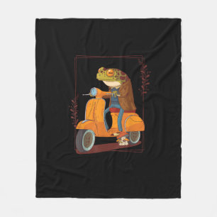 Frog Scooter Mushroom Goblincore Academia Fleece Blanket