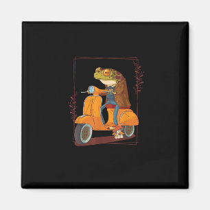 Frog Scooter Mushroom Goblincore Academia Magnet