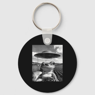 Frog selfie with ufo funny frog frog meme  keychain