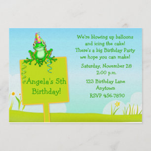 Frog Sign Birthday Invitation