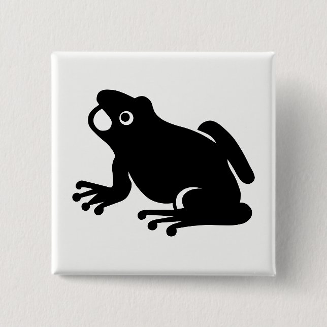 Frog Silhouette 2 Inch Square Button (Front)
