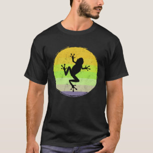 Frog Silhouette on Retro sunset, Vintage Frog Pull T-Shirt