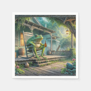 Frog Sitting In A Porch Rocking Chair Napkin