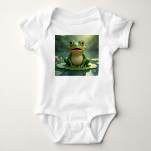 Frog Sitting On Lily Pad. Baby Bodysuit