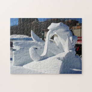Frog Snow Sculpture, Quebec, Canada Jigsaw Puzzle