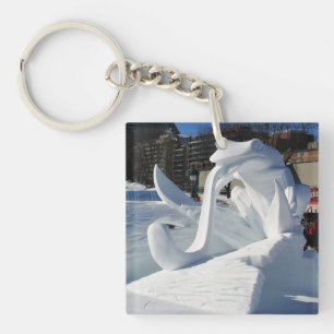 Frog Snow Sculpture, Quebec, Canada Keychain