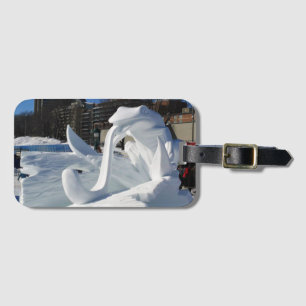 Frog Snow Sculpture, Quebec, Canada Luggage Tag