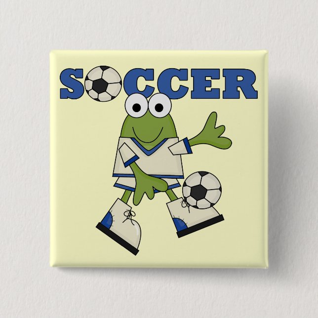 Frog Soccer Tshirts and Gifts 2 Inch Square Button (Front)