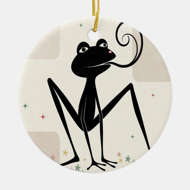 Frog Spring Ceramic Ornament (Front)