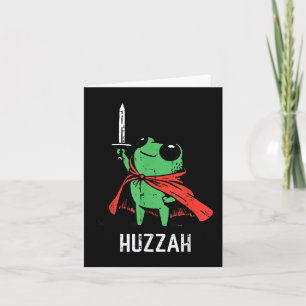 Frog Sword Cape Huzzah Funny Meme Fantasy Boy Kids Card