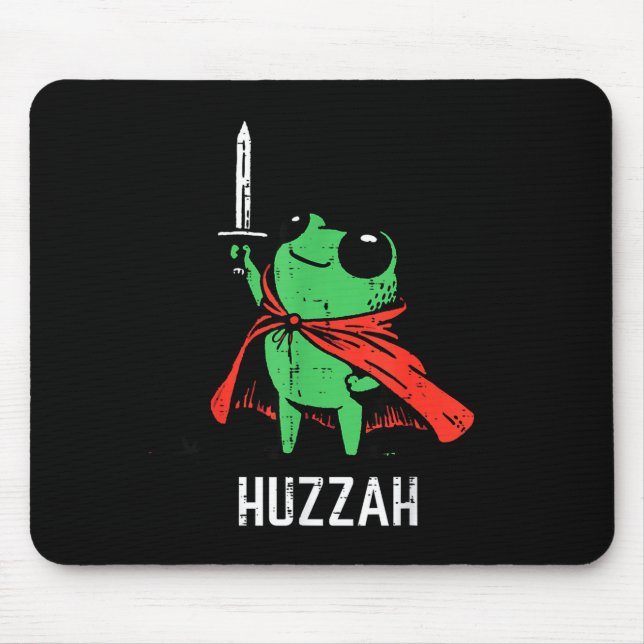 Frog Sword Cape Huzzah Funny Meme Fantasy Boy Kids Mouse Pad (Front)