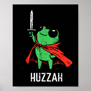 Frog Sword Cape Huzzah Funny Meme Fantasy Boy Kids Poster