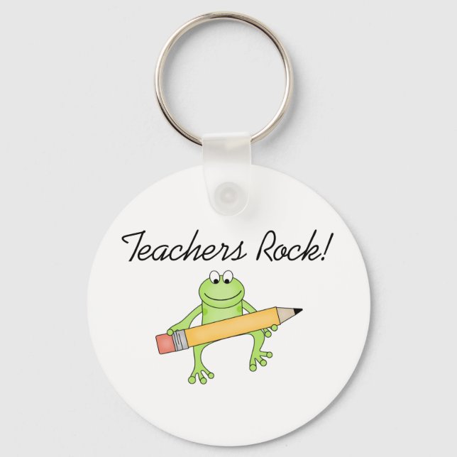 Frog Teachers Rock Keychain (Front)