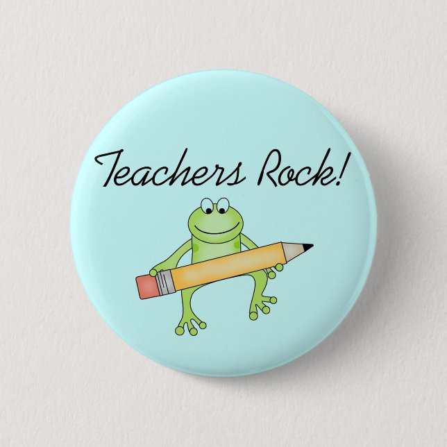 Frog Teachers Rock Tshirts and Gfits 2 Inch Round Button (Front)