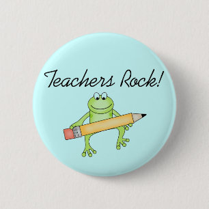 Frog Teachers Rock Tshirts and Gfits 2 Inch Round Button