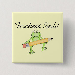 Frog Teachers Rock Tshirts and Gfits 2 Inch Square Button