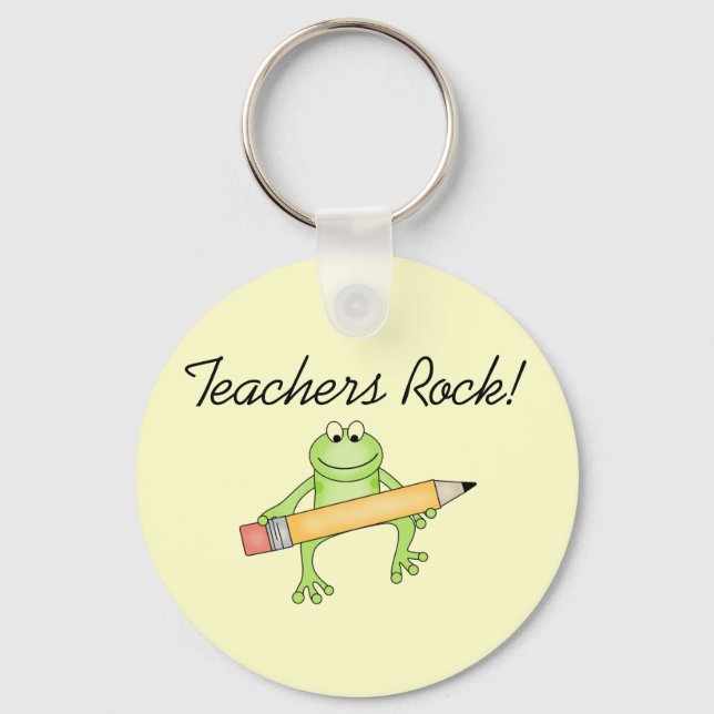 Frog Teachers Rock Tshirts and Gfits Keychain (Front)