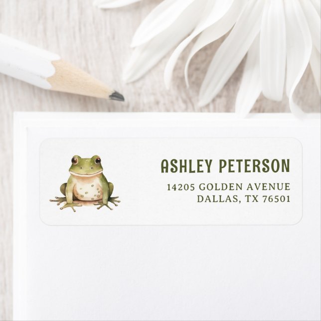Frog Theme Baby Shower Green Return Address (Insitu)