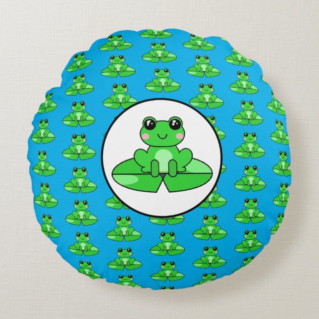 Frog Themed  Round Pillow (Front)