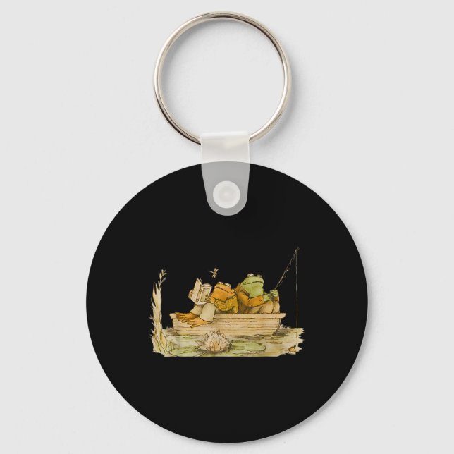 Frog Toad Fishing Vintage Clic Book Frog  Keychain (Front)