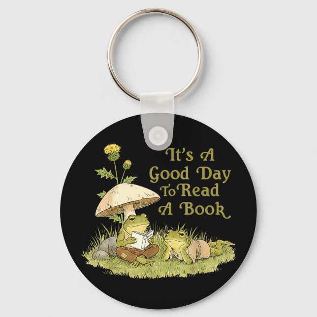 Frog toad read book teachers students kids book keychain (Front)