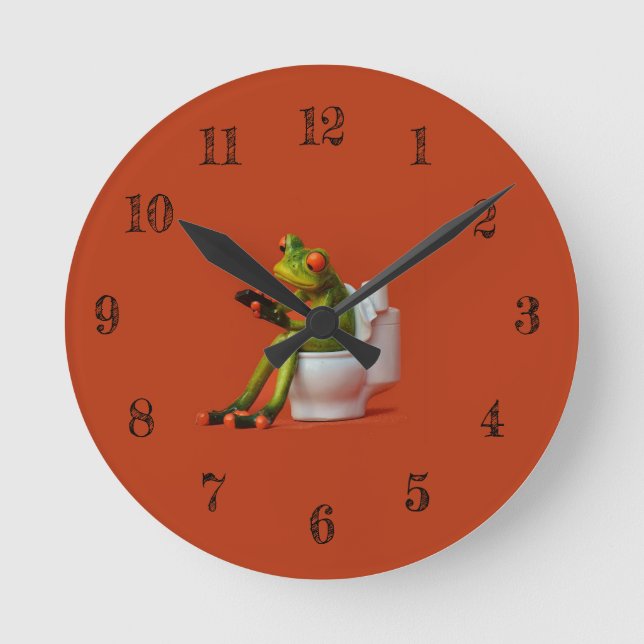 Frog toilet round clock (Front)