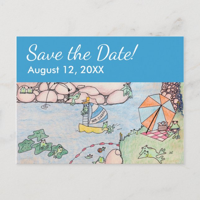 Frog Treehouse Save the Date Postcard, Custom rv Announcement Postcard (Front)