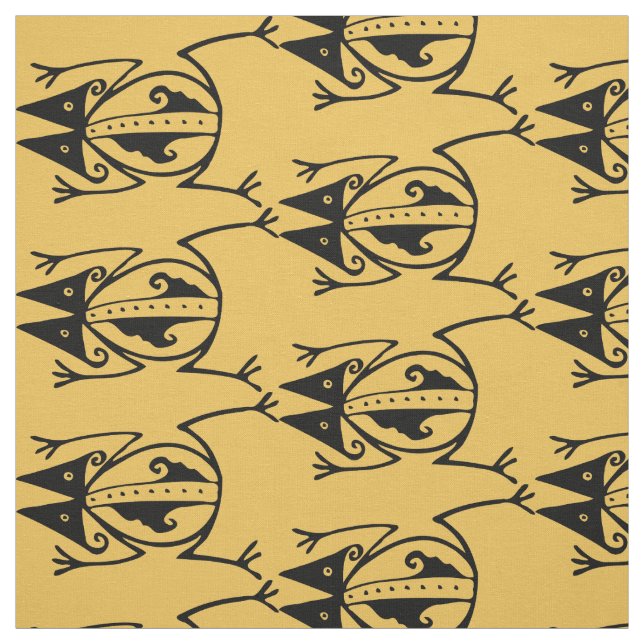 Frog tribal art ancient Aztec design Fabric (Swatch)