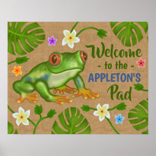 Frog Tropical Welcome to the Pad Personalized Name Poster