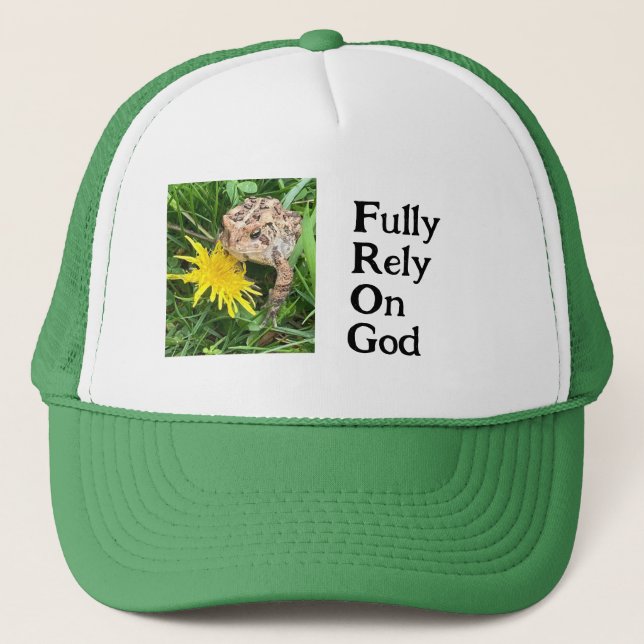FROG trucker hat Fully Rely On God.  (Front)